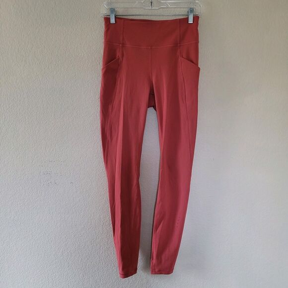 Lululemon Time To Sweat Tight 28" Brick Rose Size 6 W5BY8S Workout Side Pockets - Picture 1 of 8